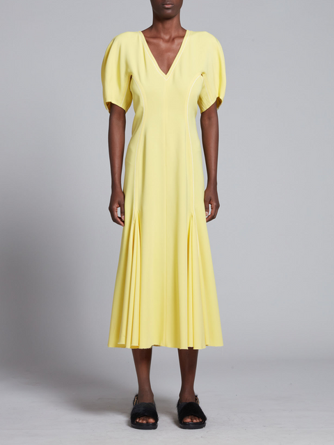Short Sleeve Kimono Flared Dress in Yellow,Marni,- Fivestory New York