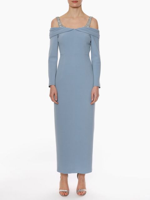 Lina Pale Blue Off The Shoulder Gown,Huishan Zhang,- Fivestory New York