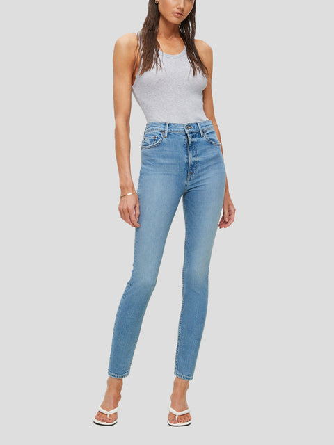 Kendall Blue Wash High Rise Stretch Skinny Jeans,Grlfrnd,- Fivestory New York