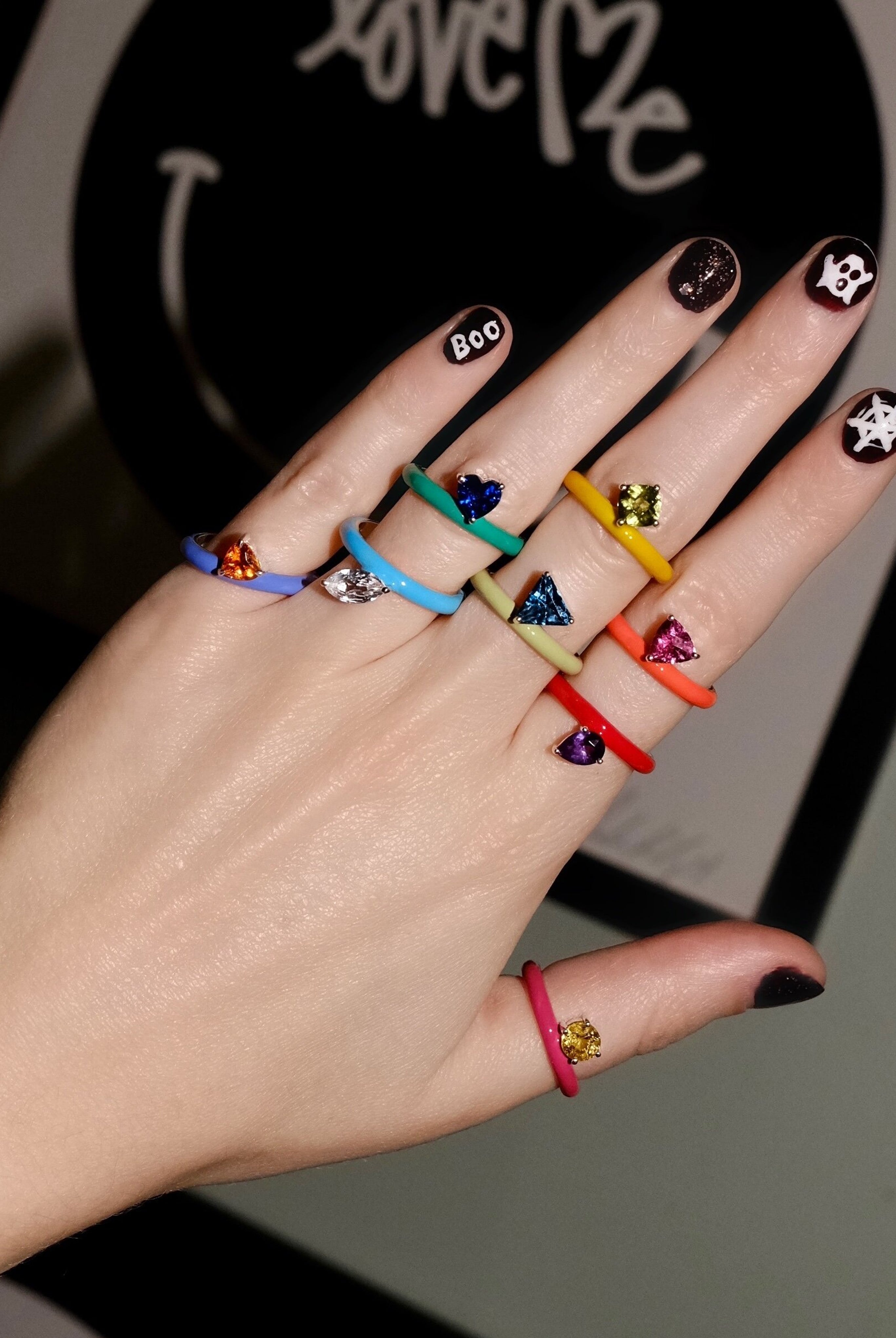 Sterling Silver Pink Unicorn Rainbow Gem Enamel Ring,Fry Powers,- Fivestory New York