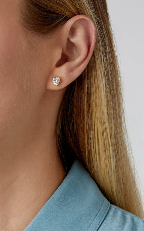 White Topaz Heart Stud Earrings,Katey Walker,- Fivestory New York