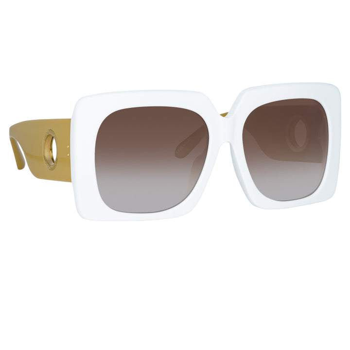 Sierra White Rectangular Sunglasses,Linda Farrow,- Fivestory New York