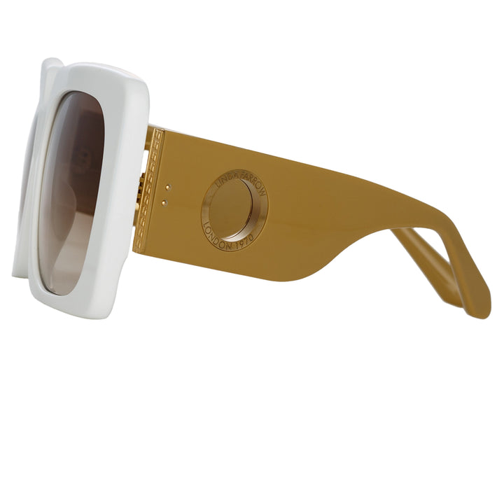 Sierra White Rectangular Sunglasses,Linda Farrow,- Fivestory New York