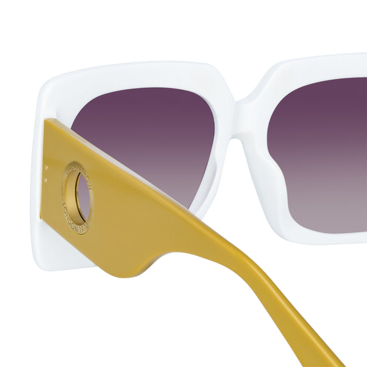 Sierra White Rectangular Sunglasses,Linda Farrow,- Fivestory New York