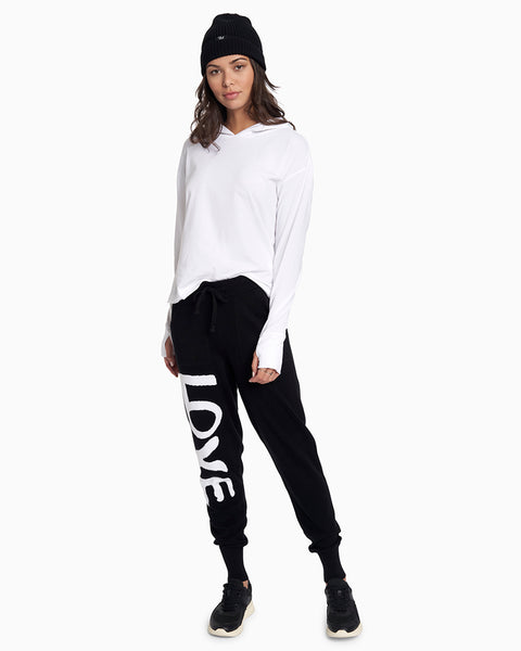 Black Sweater Double Knit Jacquard Jogger with Love,Yesand,- Fivestory New York