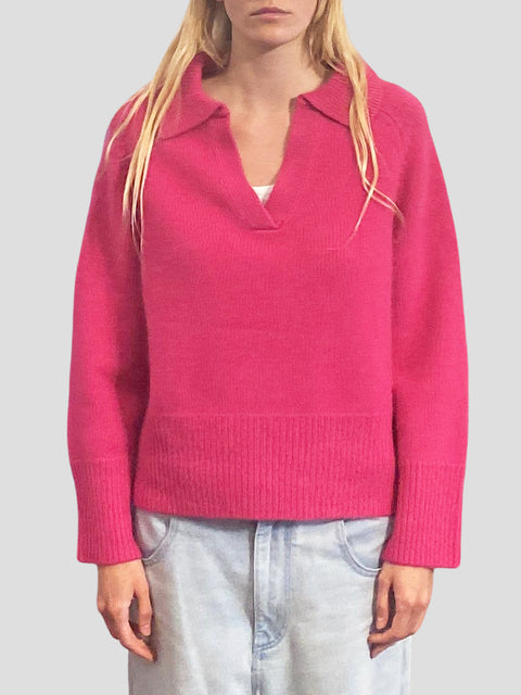 Clifton Gate - Pink Chunky Knit Collared Sweater,Arch4,- Fivestory New York