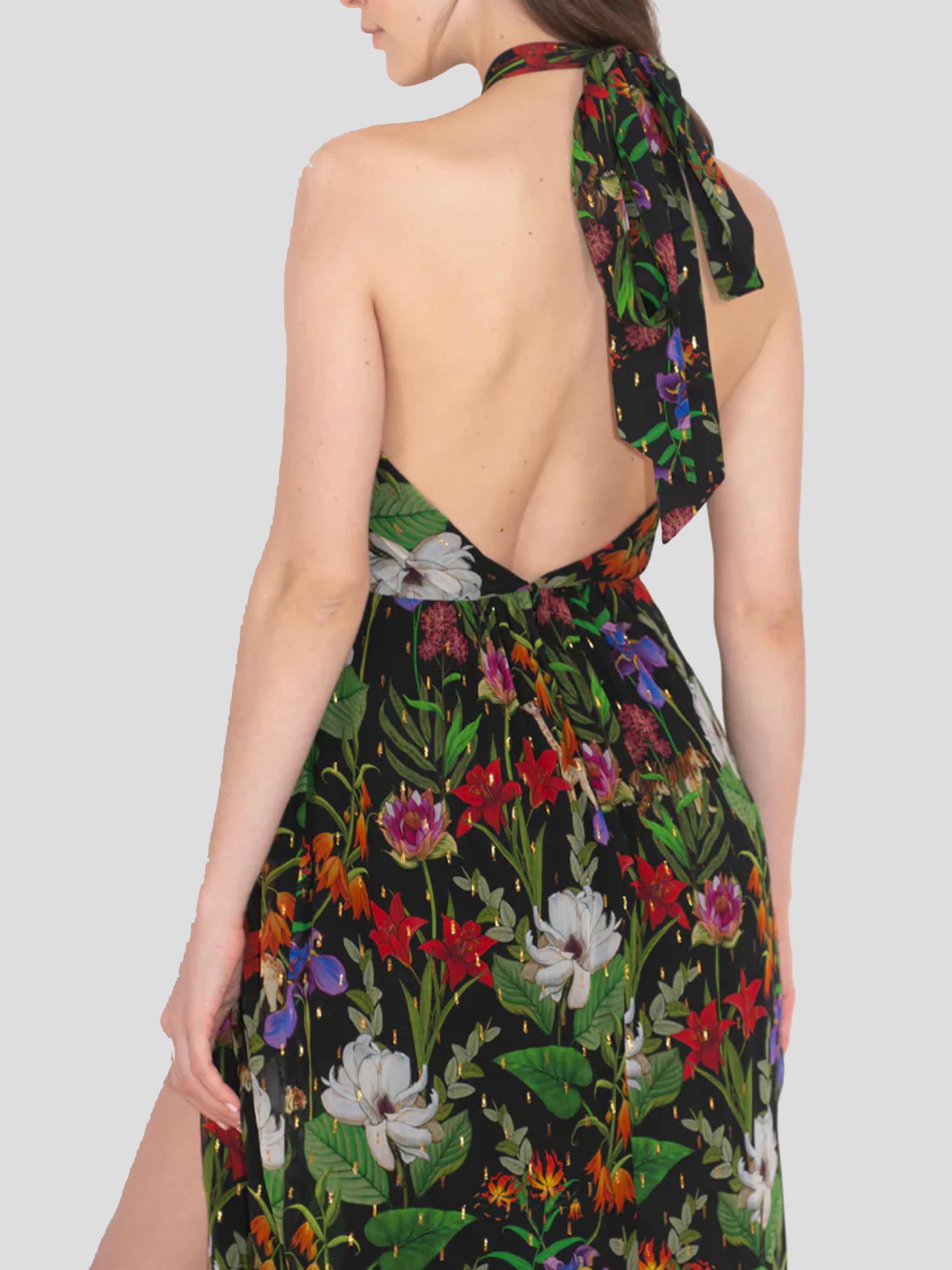 Alyona Halter Maxi Dress in Black,Borgo De Nor,- Fivestory New York