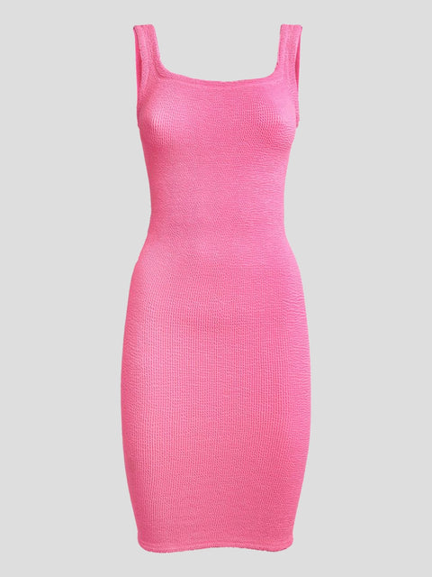 Square Neck Tank Top Dress in Pink,Hunza G,- Fivestory New York