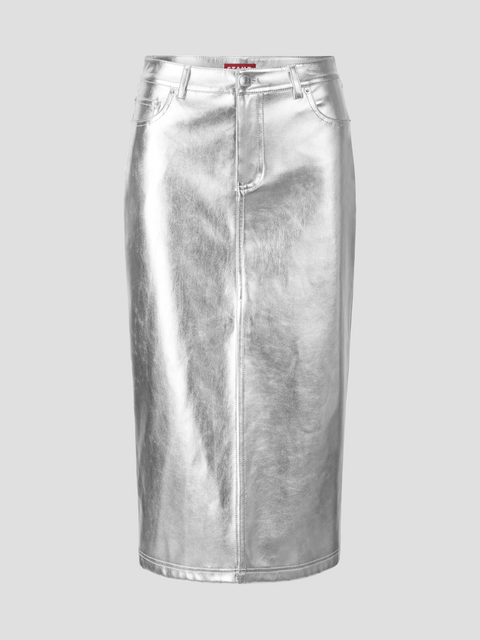 Oaklin Silver Midi Skirt,Staud,- Fivestory New York