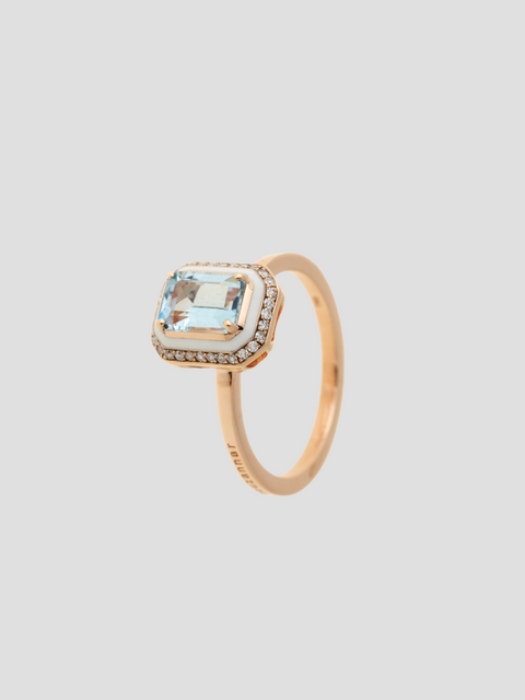 Aquamarine Enamel Ring in Pink Gold,Selim Mouzannar,- Fivestory New York