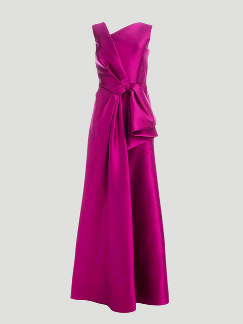 Fuschia Sleeveless Gown With Bow Detail,Alberta Ferretti,- Fivestory New York