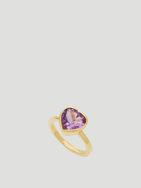 18K Yellow Gold Amethyst Bezel Heart Ring,Katey Walker,- Fivestory New York