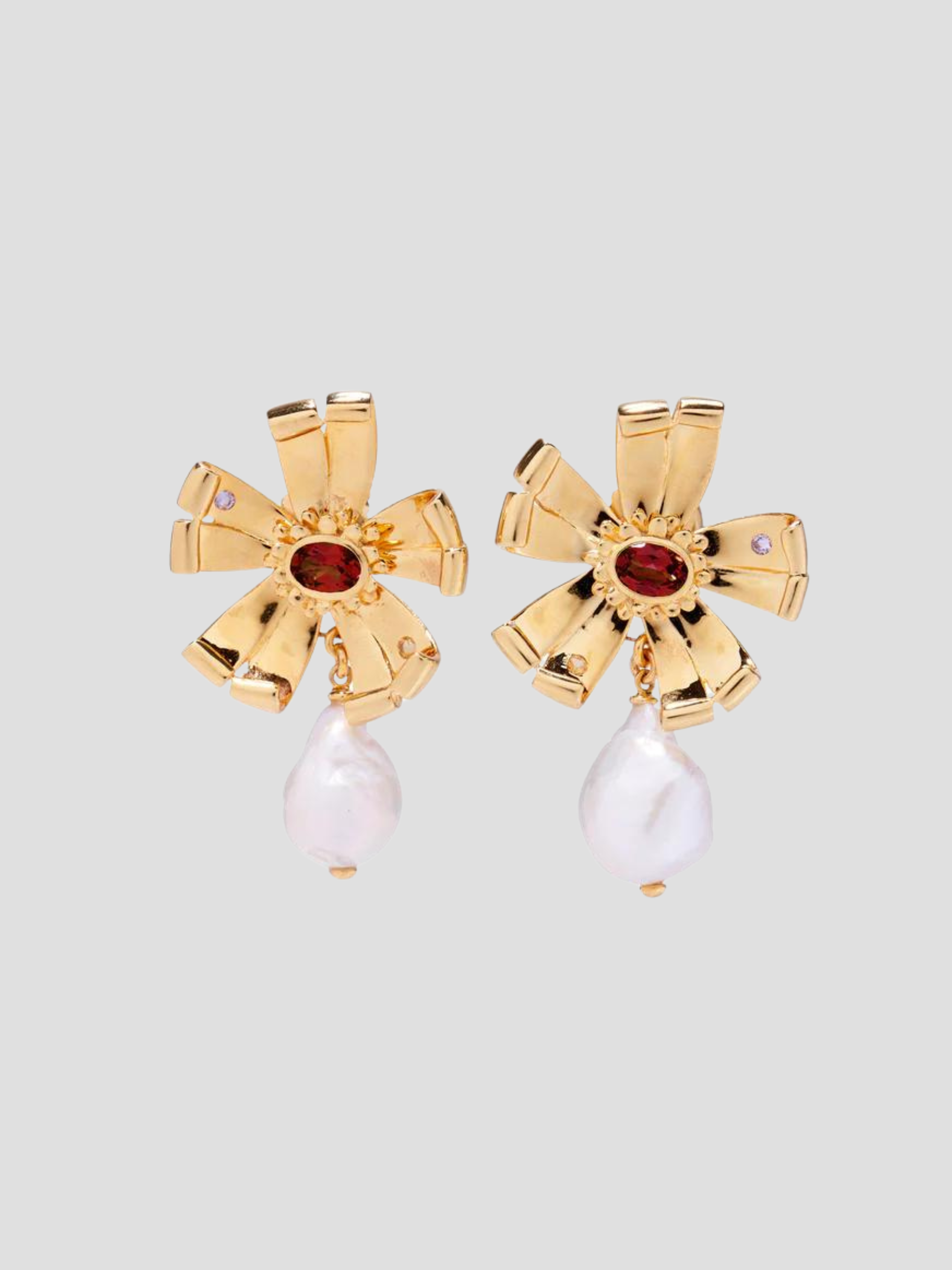 Gold Lotus Pearl Earrings,Lizzie Fortunato Jewels,- Fivestory New York