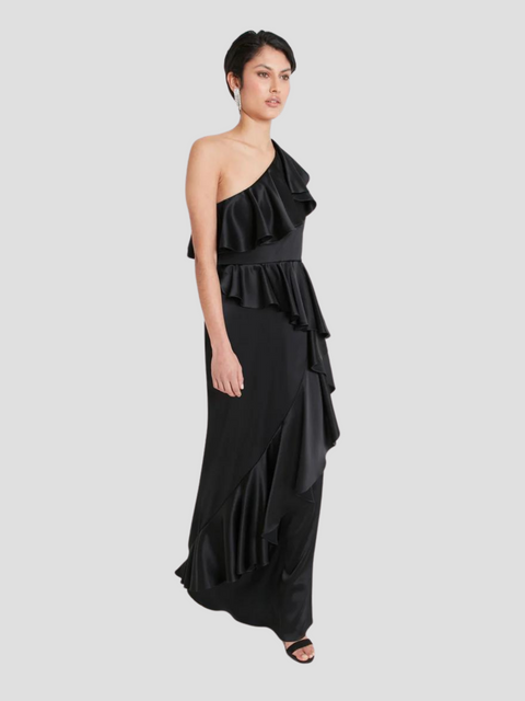 Sandrelli Asymmetric Dress in Black