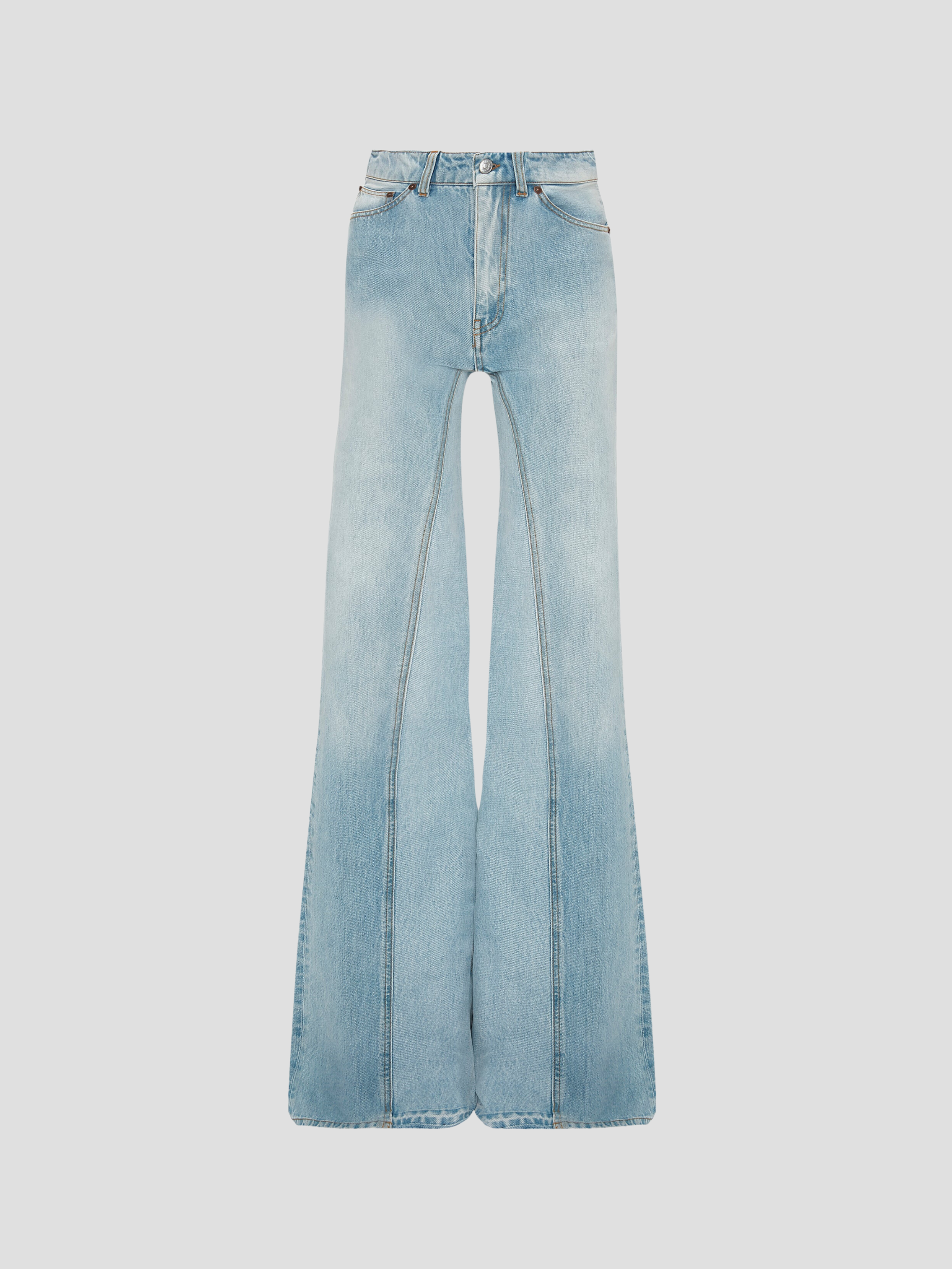 Vintage Wash Seam Front Wide Leg Jeans