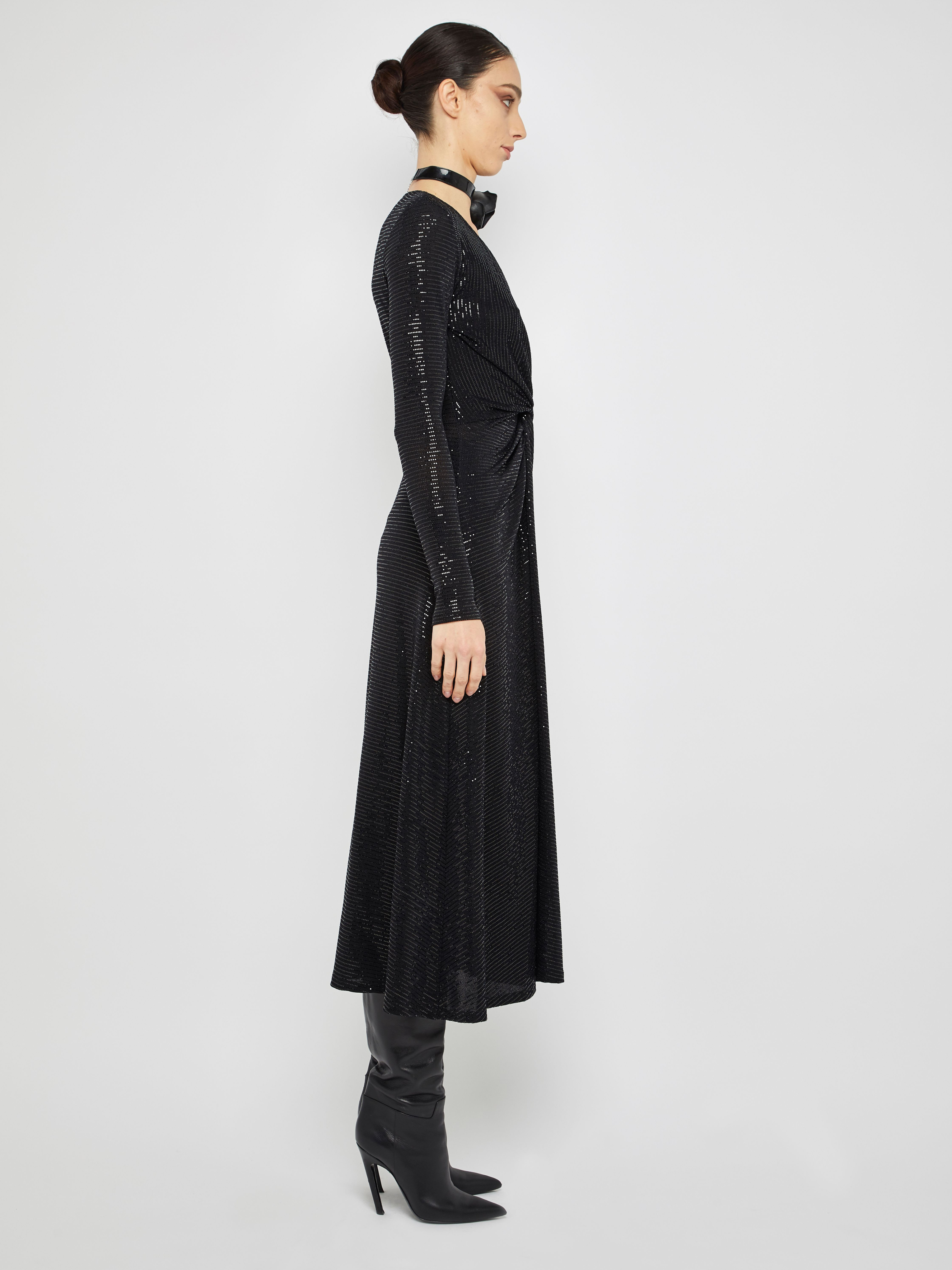 Twist Front Midi Dress in Black,Prabal Gurung,- Fivestory New York