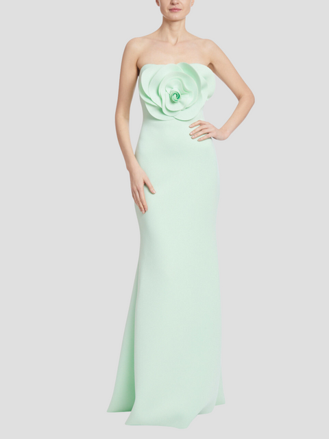 Mint 3D Flower One Shoulder Mermaid Gown,Badgley Mischka,- Fivestory New York