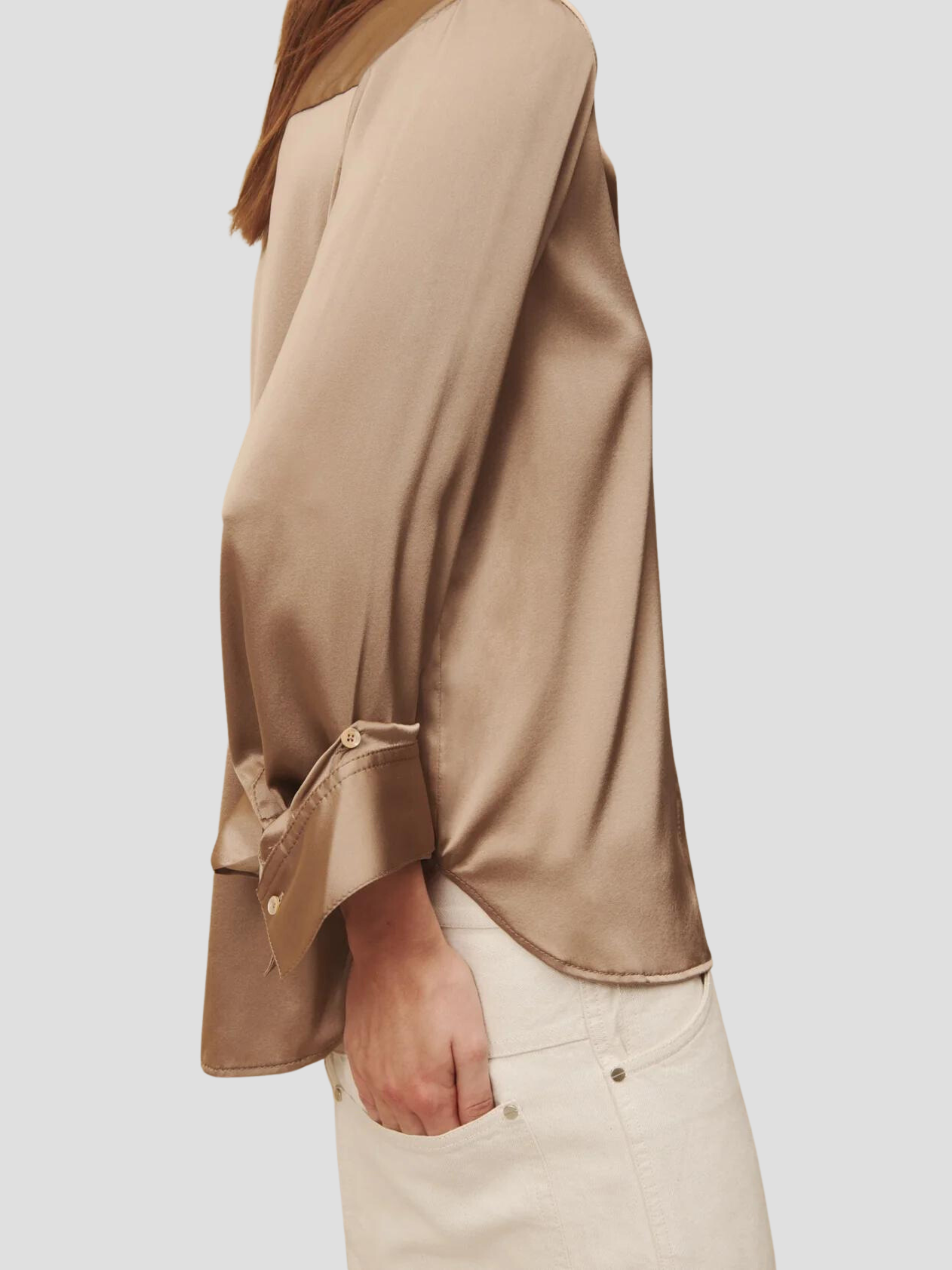 Boyfriend Shirt in Champagne Silk,TWP,- Fivestory New York