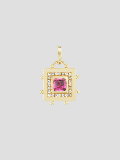 Square Evil Eye Amulet Charm in Rubellite,Emily Weld Collins,- Fivestory New York