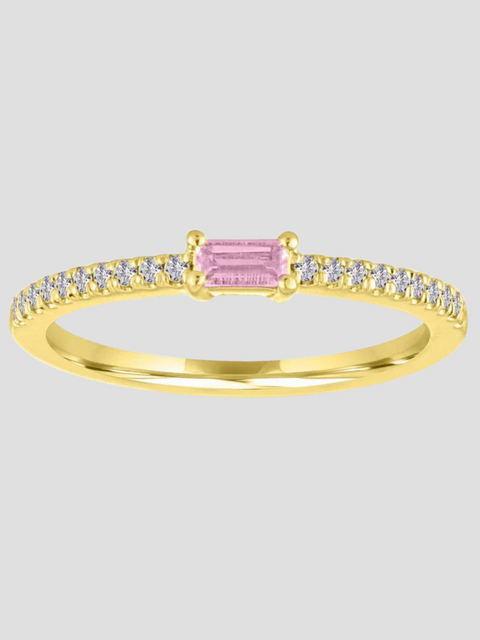 Julia Baguette Birthstone Ring - Yellow Gold & Pink,My Story Fine Jewelry,- Fivestory New York