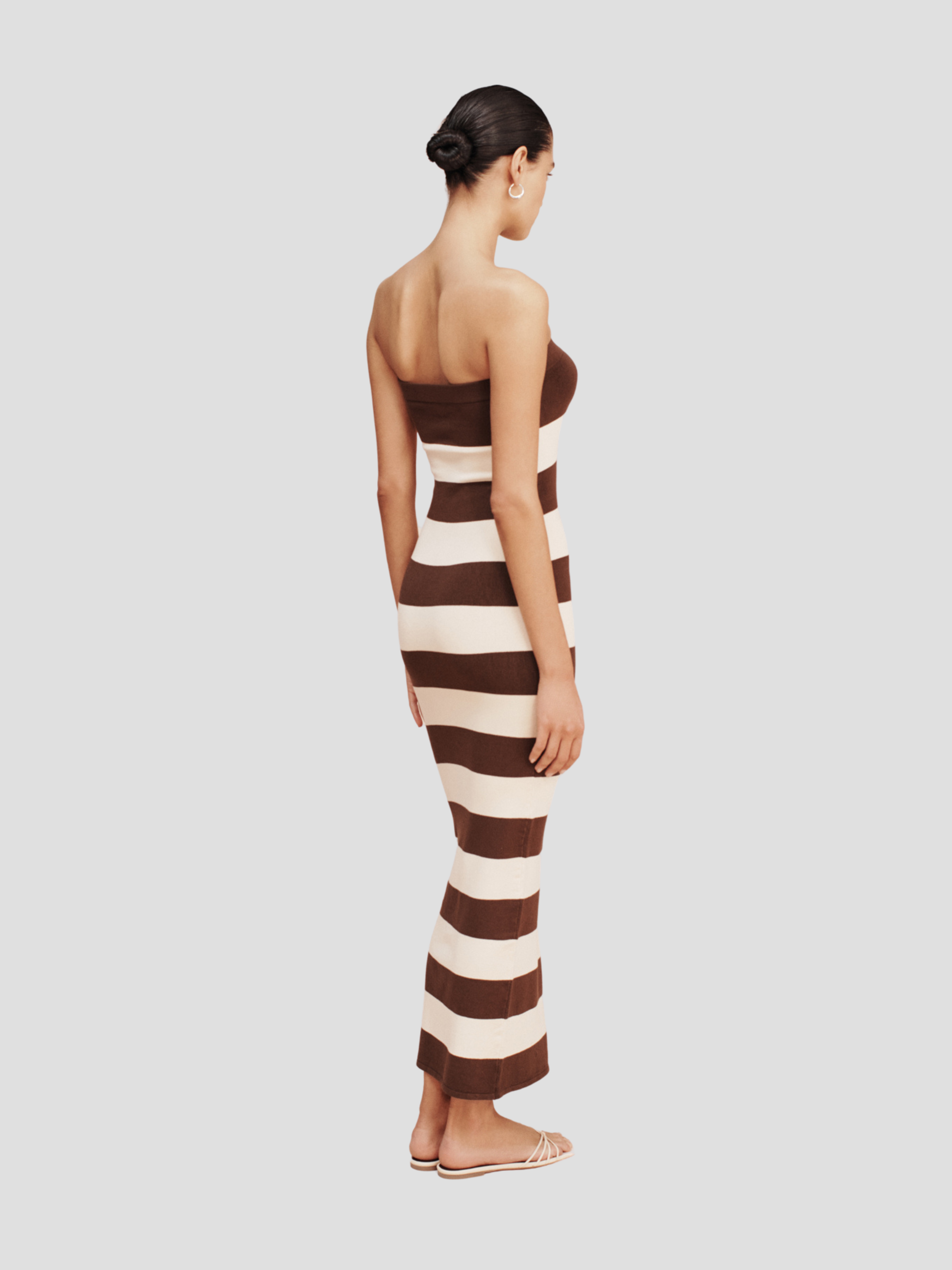 Choc/Cream Theo Strapless Midi Dress,POSSE,- Fivestory New York