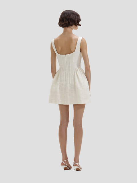 Cream Boucle Mini Dress,Self-Portrait,- Fivestory New York