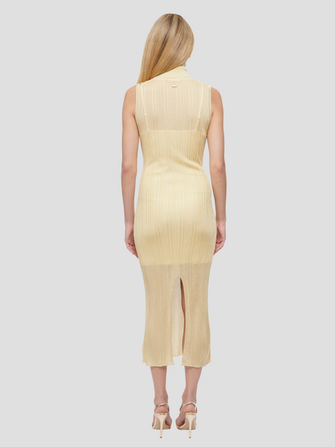 Bonnie Gold Lurez Tie Front Sleeveless Dress,TOCCIN,- Fivestory New York