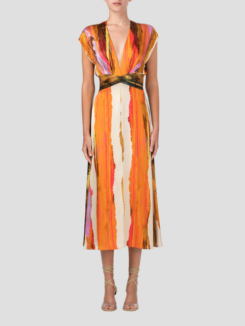 Ivanova V-Neck Midi Dress,Silvia Tcherassi,- Fivestory New York