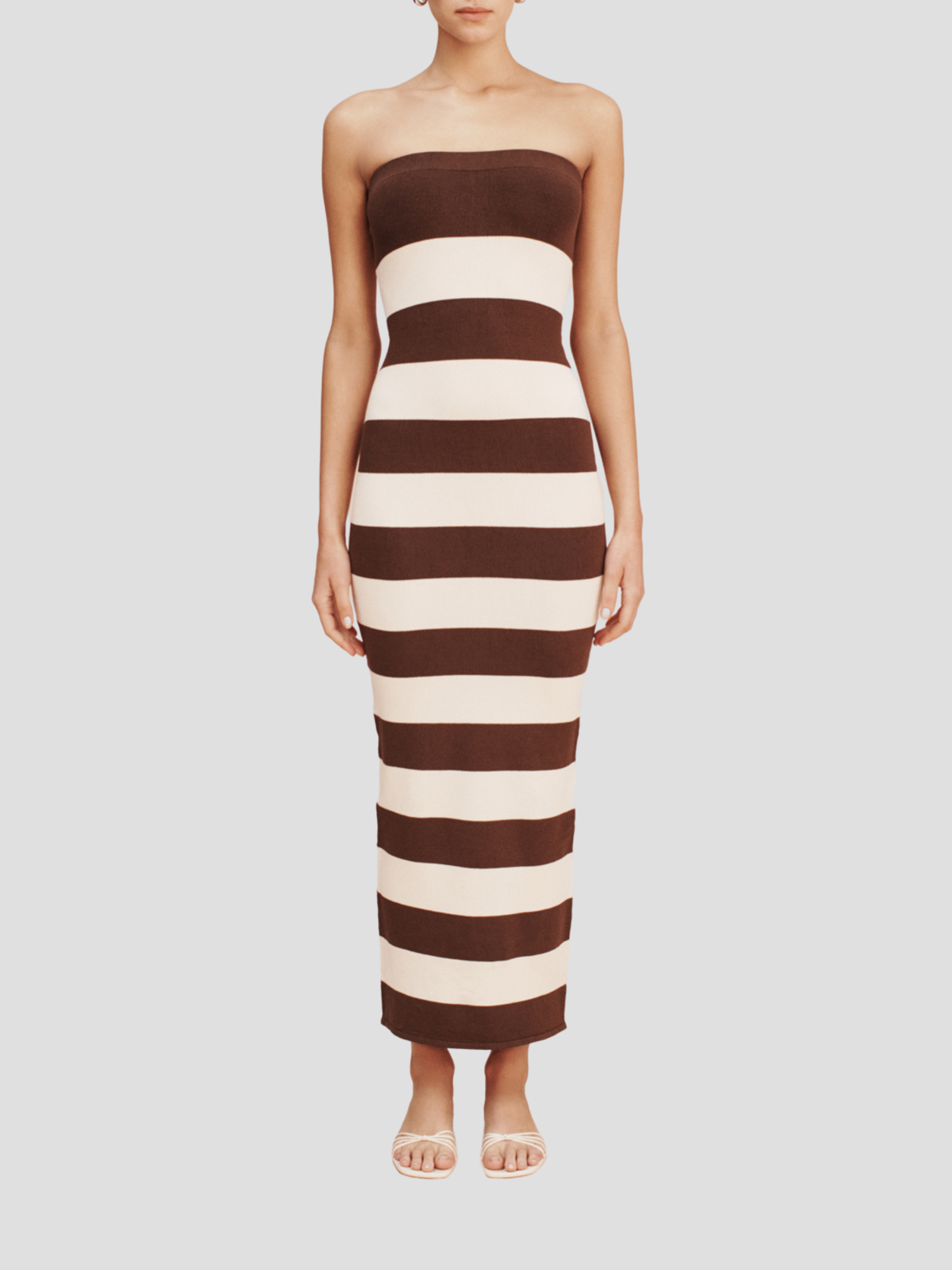 Choc/Cream Theo Strapless Midi Dress,POSSE,- Fivestory New York