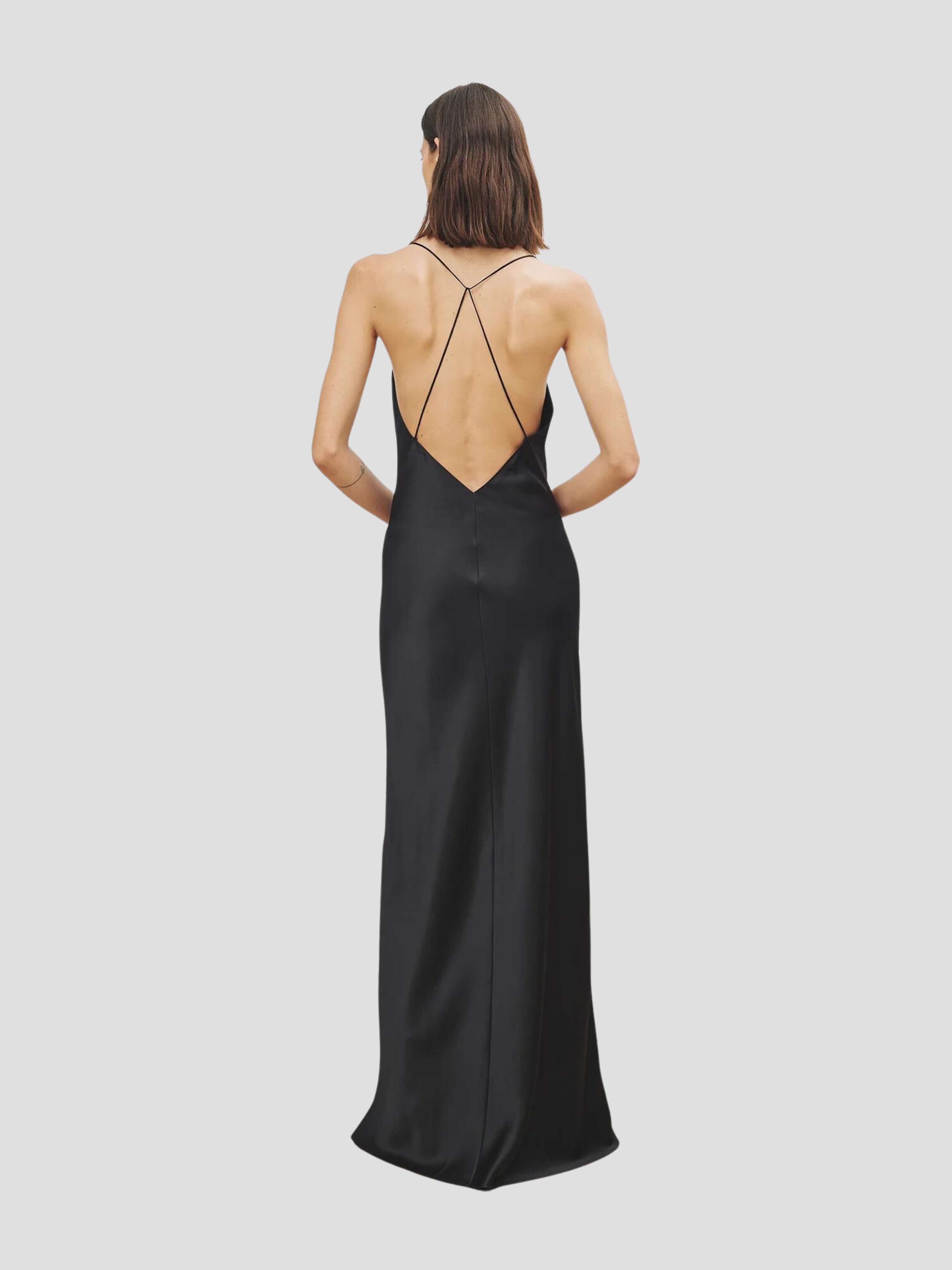 Cyrielle Silk Gown in Black,NILI LOTAN,- Fivestory New York