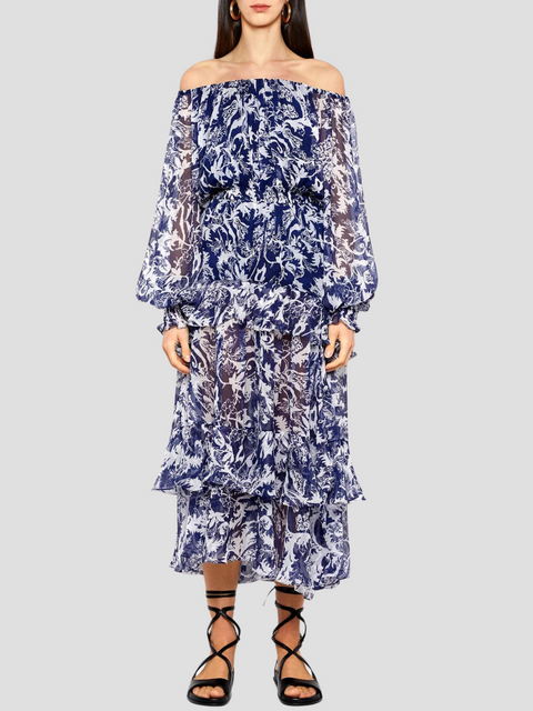 Off-the-Shoulder Ruffle Dress,Prabal Gurung,- Fivestory New York