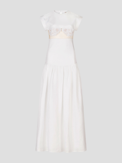 Hanane Midi Dress w/ Lace Detail,Silvia Tcherassi,- Fivestory New York