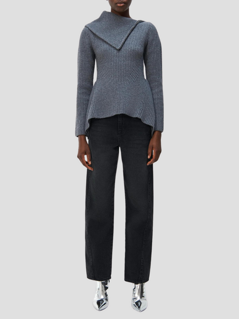 Keyara Foldover Collar Peplum Sweater,SIMKHAI,- Fivestory New York