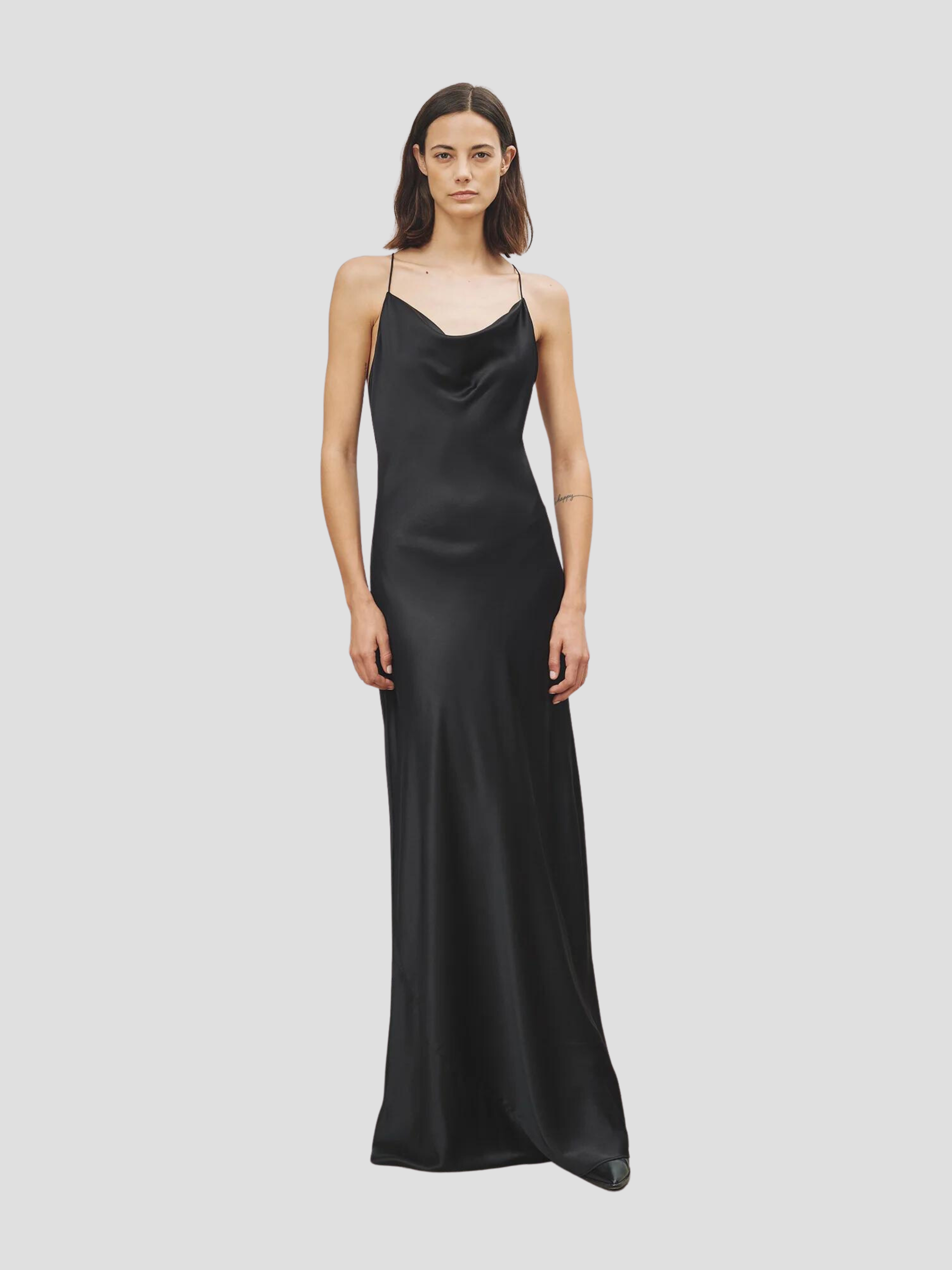 Cyrielle Silk Gown in Black,NILI LOTAN,- Fivestory New York