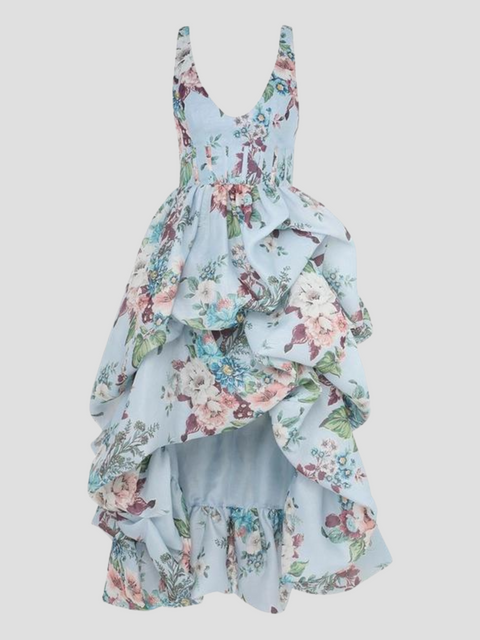 Blue Floral Slvless Drape Midi Dress,ZIMMERMANN,- Fivestory New York