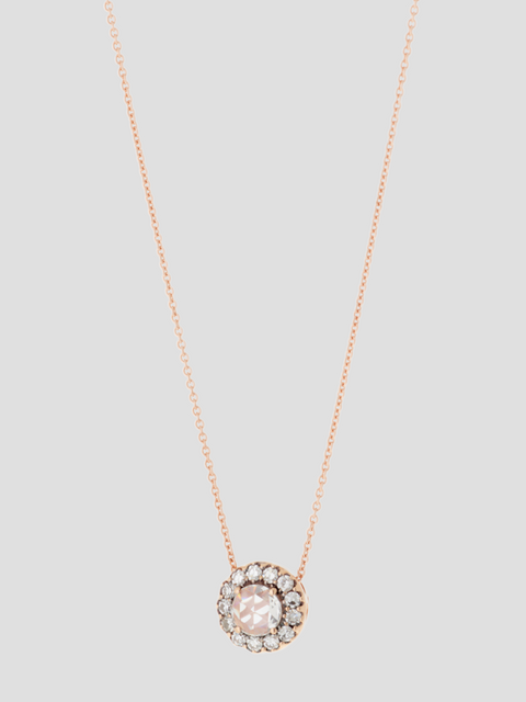Stone Halo Necklace in Pink Gold and Diamond,Selim Mouzannar,- Fivestory New York