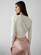 Silk Cashmere Crewneck Cardigan in Ivory,White + Warren,- Fivestory New York