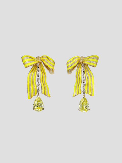 Yellow Canary Bardot Bow Earrings,Anabela Chan,- Fivestory New York
