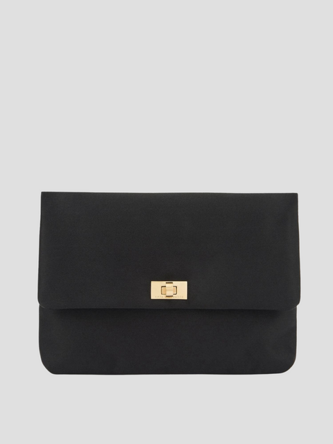 Black Valorie Clutch in Recycled Satin,Anya Hindmarch,- Fivestory New York
