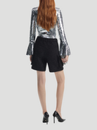 Silver Sequin Flared Sleeve Top,Self-Portrait,- Fivestory New York