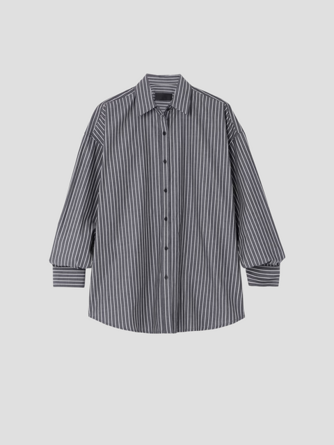 Mael Oversized Shirt in Black & White Stripe,NILI LOTAN,- Fivestory New York