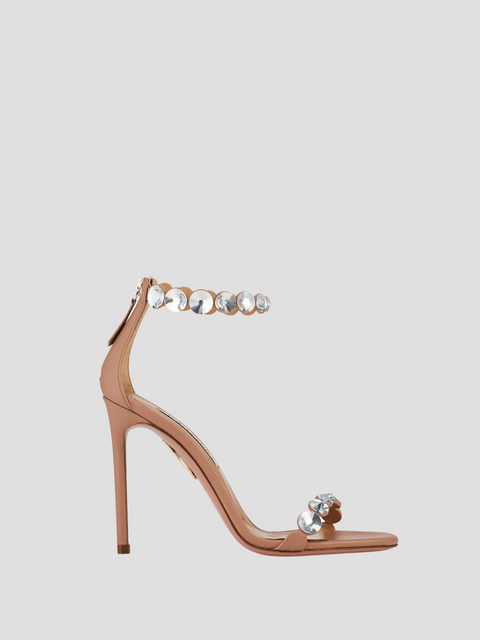Pink Maxi-Tequila 105mm Crystal-Embellished Leather Sandals,Aquazzura,- Fivestory New York