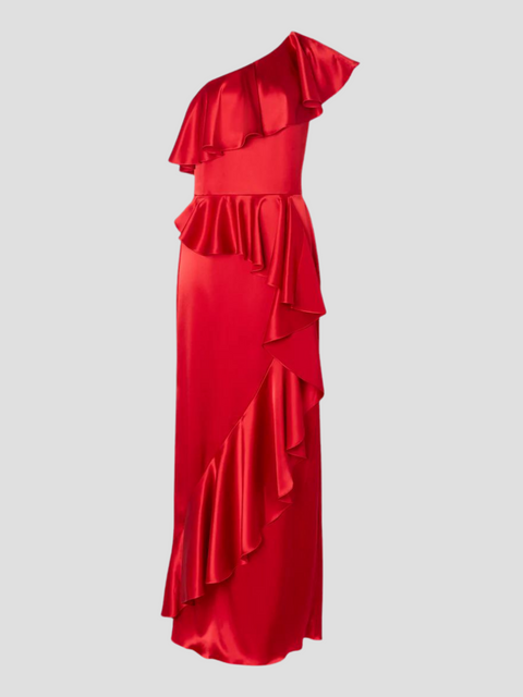 Sandrelli Asymmetric Dress in Red