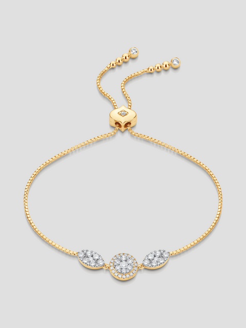 Reverie Round Marquis White Diamond Cluster Yellow Gold Bolo Bracelet,Sara Weinstock,- Fivestory New York