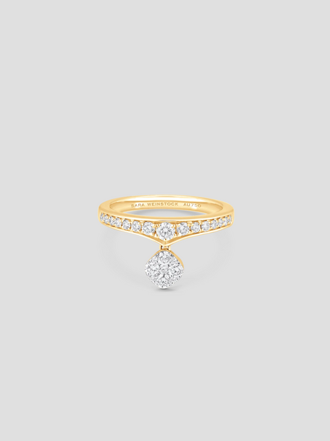 Lucia Yellow Gold White Diamond Cushion Cluster Taj Ring,Sara Weinstock,- Fivestory New York