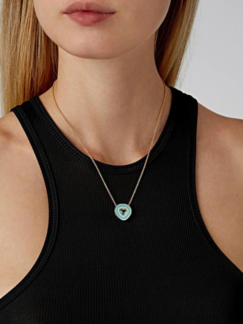 18K YG Dandridge Aquamarine Enamel Necklace,Sig Ward Jewelry,- Fivestory New York