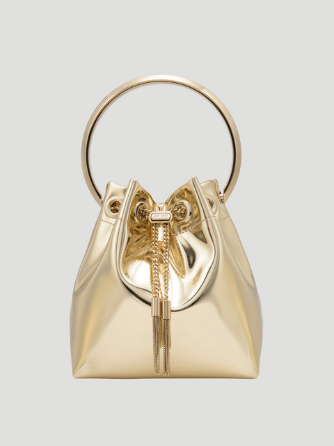 Bon Bon Gold Leather Bucket Top-Handle Bag,Jimmy Choo,- Fivestory New York