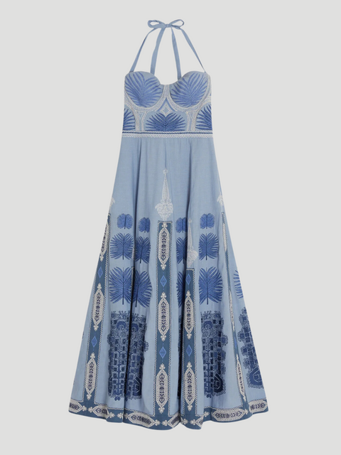 Lotty Halterneck Dress with Chios Embroidery,Emporio Sirenuse,- Fivestory New York