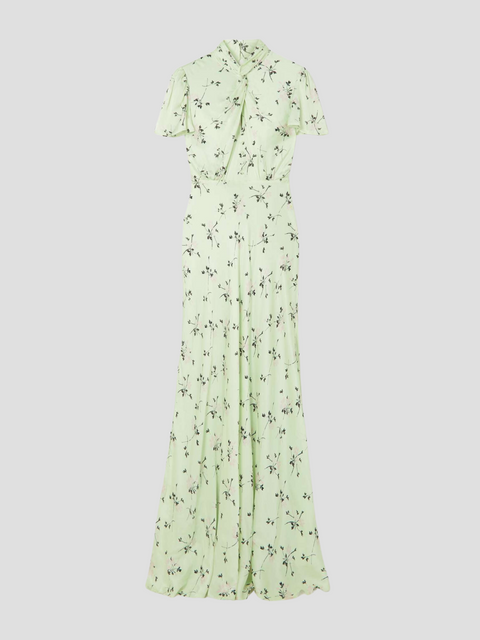 Floral Print Maxi Dress in Green,Self Portrait,- Fivestory New York