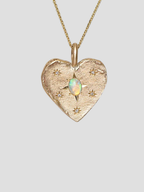 Crystal Opal and Diamond Big Heart Necklace,Sarah Gardner,- Fivestory New York